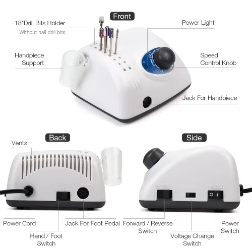 Miniatura 6 de 65W Fuerte 210 105L Uñas Taladros Manicura Pedicura Máquina Eléctrica Fuerte Lima de Uñas Pulido 35000RPM Uñas Arte Rectificado Dispositivo