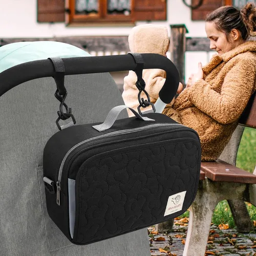 Miniatura 5 de Accmor Organizador de cochecito, organizador universal para cochecito con bolsillo aislado para portavasos y bolsa de cochecito de gran capacidad