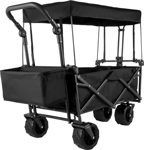 Miniatura 12 de Happbuy - Carro plegable con toldo extraíble, 220 libras, carrito de playa plegable resistente con ruedas grandes Azul