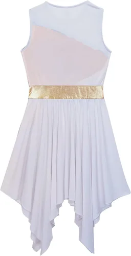 Miniatura 6 de CHICTRY Vestido de baile lírico sin mangas asimétrico para niñas, disfraz de adoración litúrgica contemporánea