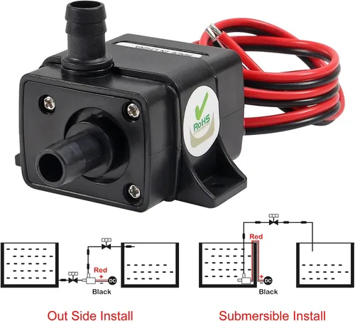 Miniatura 5 de DIANN Mini bomba de agua sumergible DC 12 V pequeña bomba de fuente (4.8 W 240 L/H) con tubo de 3.3 pies 0.315x0.394 in para fuente de acuario