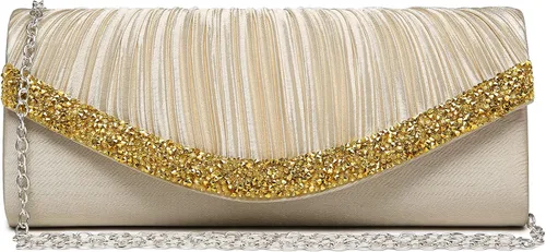 Dasein Bolsos de noche de satén para mujer bolsos de mano bolsos de boda bolsos formales para fiesta graduación con diamantes de imitación