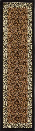 Miniatura 14 de Unique Loom Wildlife Collection - Alfombra de área inspirada en animales con diseño de bordes de tigre, 6' 0" x 6' 0", marrón claro/negro