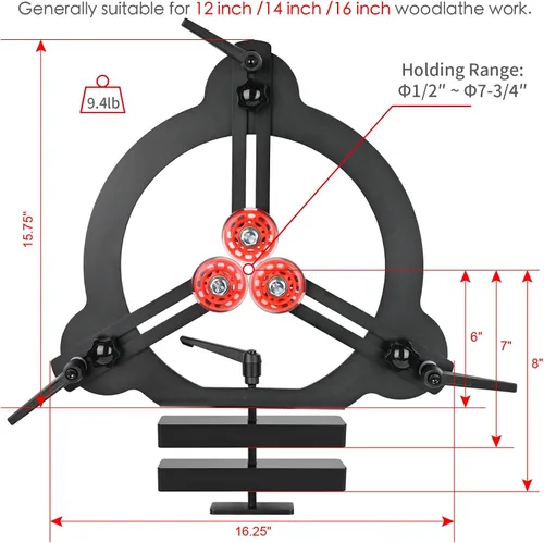 Miniatura 2 de Torno de madera para torno de madera para torno de madera de tamaño oscilante de 12 pulgadas, 14 pulgadas y 16 pulgadas para husillo de torneado