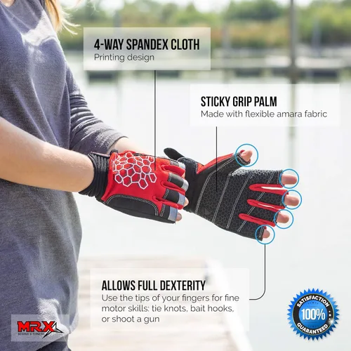 Miniatura 2 de MRX BOXING & FITNESS Guantes de vela pegajosos para la palma de la mano, guantes de yate, kayak, bote, pesca, 2 dedos de corte (negro, XS)
