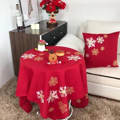 Miniatura 19 de Camino de mesa de Navidad 100% poliéster, bordado de encaje de Navidad, decoraciones de mesa de Navidad de 16 x 52 pulgadas, velas de pascua