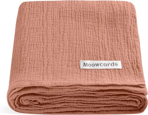 Miniatura 10 de meowcards Mantas de muselina para envolver al bebé, esenciales unisex para bebés niños y niñas, tamaño grande 47 x 47 pulgadas, mantas de recepción