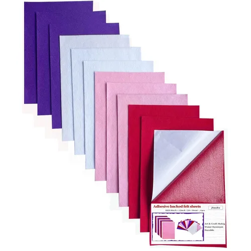 Jtnohx Hojas de fieltro autoadhesivas, 12 piezas de tela de fieltro con parte trasera adhesiva, 8 x 12 pulgadas, tela trasera adhesiva suave para