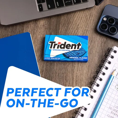 Miniatura 4 de Trident Goma de mascar sin azúcar, sabor original, 12 paquetes de 14 piezas (168 piezas en total)