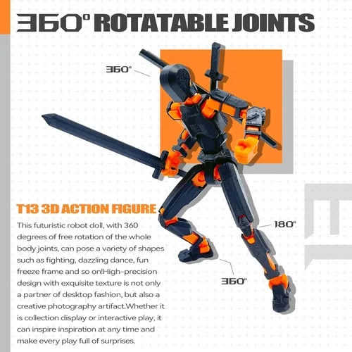 Miniatura 6 de Conjunto de figuras de acción 3D ROBTDUUMY T13 (montaje completado), figuras de acción Dummy Robot Titan 13, juguetes impresos en 3D con múltiples