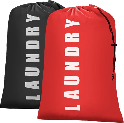 Isink Bolsa de lavandería, paquete de 2 bolsas de lavandería de viaje para ropa sucia, bolsas de lavandería grandes para acampar y viajar, bolsa de