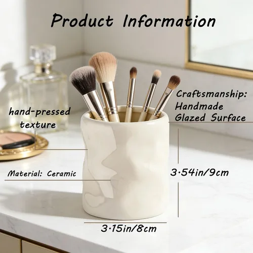 Miniatura 6 de Soporte de cerámica para brochas de maquillaje de alta calidad, organizador con peso y sin puntas con esmalte fácil de limpiar, almacenamiento