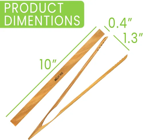 Miniatura 3 de 4 pinzas de madera para tostadora, utensilios de cocina de madera de fresno de 10 pulgadas, fácil de agarrar, diseño antideslizante para tostadas
