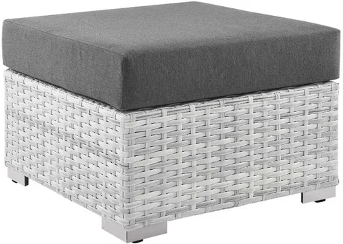 Miniatura 33 de Modway Convene - Otomana rectangular de mimbre para patio al aire libre, color gris claro