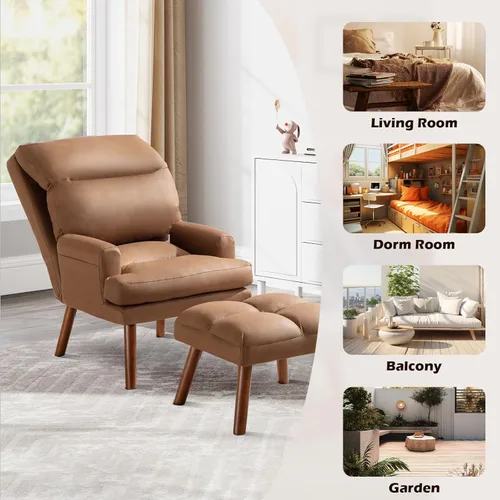 Miniatura 6 de IOMOR Silla de Acento Moderna con Almacenamiento, Sillón Individual con Almohada de Respaldo Mullido, Silla Cómoda Tapizada para Sala de Estar