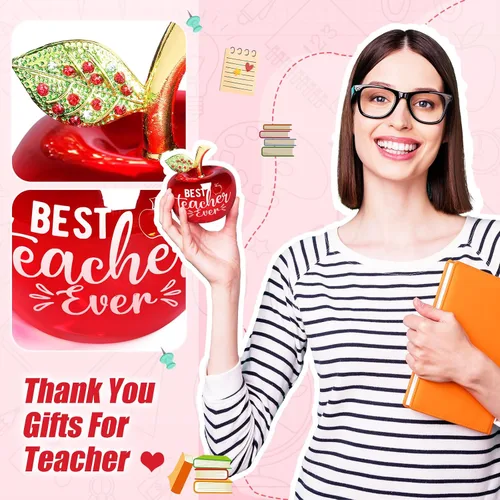Miniatura 5 de Yookeer Regalos de agradecimiento para profesores, pisapapeles acrílico de manzana de 3 pulgadas, el mejor regalo para profesores, regalo