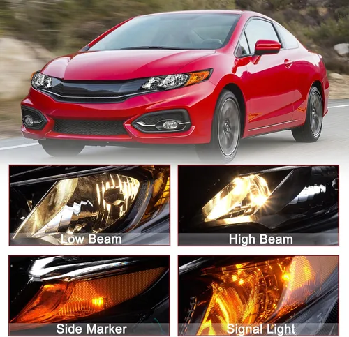 Miniatura 2 de JSBOYAT Reemplazo del conjunto de faros para Honda Civic Coupe 2014-2015 de 2 puertas estilo OE (L+R)