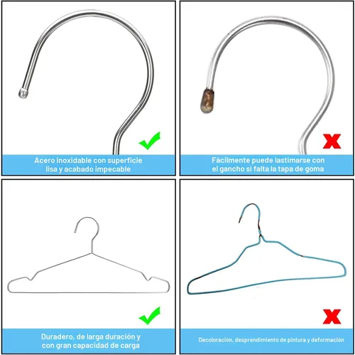 Miniatura 8 de Perchas para abrigos, 40 unidades, Seropy, perchas de metal, resistentes, de alambre, con muesca antideslizante, perchas de acero inoxidable