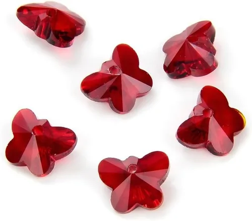 Miniatura 15 de 20 colgantes de cristal de mariposa checa de 0.394 in (0.39 pulgadas) abril transparente piedra natal agujero lateral cuentas para joyería artesanía