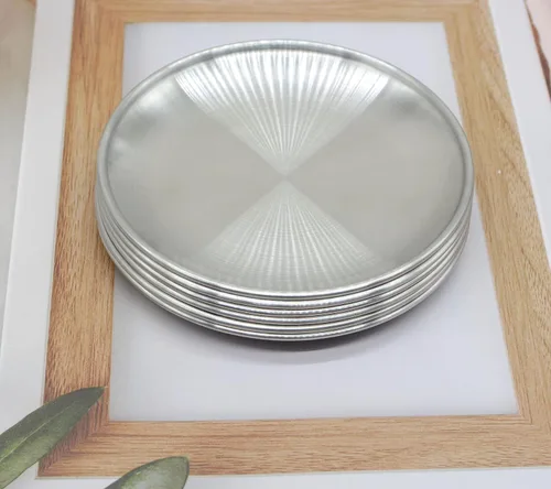 Miniatura 3 de 6 Piezas de Bandeja Circular de 14 cm para Baratijas, de Acero Inoxidable Dorado, para Bandejas de Servicio, Almacenamiento de Toallas, Plato de Té