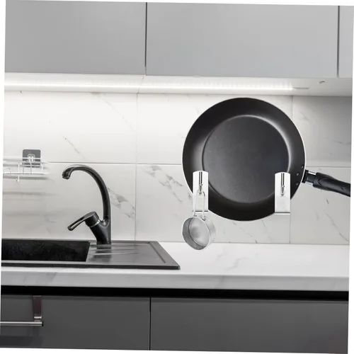 Miniatura 4 de Housoutil Organizador moderno de montaje en tapa de olla para cocina pequeña, gancho de metal, 2 piezas, superficie lisa
