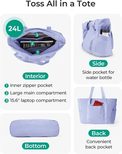 Miniatura 41 de BAGSMART Bolsa de mano para mujer con cremallera, bolsa de gimnasio con compartimentos, bolsa de trabajo para enfermera, baile, bolsa de yoga