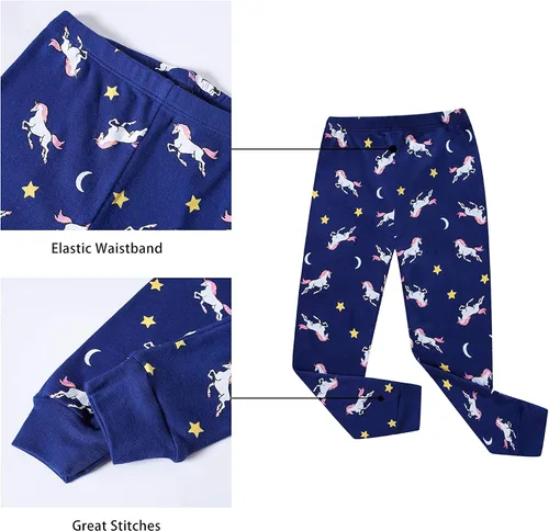 Miniatura 5 de KikizYe Conjunto de pijamas de manga larga para niñas pequeñas, 100% algodón