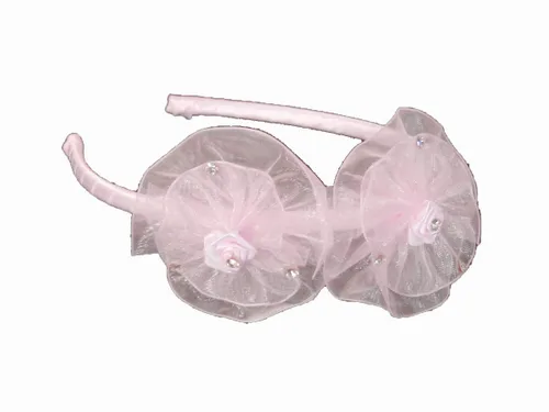 Miniatura 13 de Diadema de organza con lazo y diamantes de imitación (borgoña)