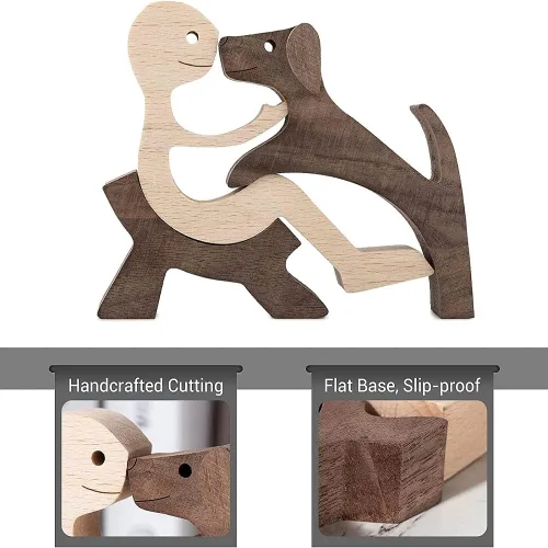 Miniatura 2 de Regalo único tallada a mano estatua de hombre y perro, estatua de madera humana de perro, escultura de madera para decoración de oficina en casa