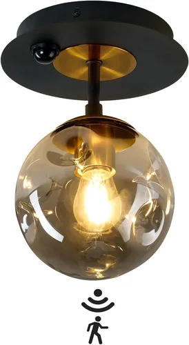 Miniatura 13 de Lámpara de techo de 1 bombilla de techo con forma de globo de cristal, moderna y semiempotrada de color negro para pasillo, porche, escalera