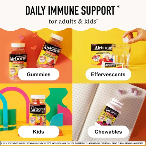 Miniatura 8 de Airborne - Gomitas de saúco + zinc y vitamina C para adultos, suplemento para fortalecer el sistema inmunológico con vitaminas D y zinc