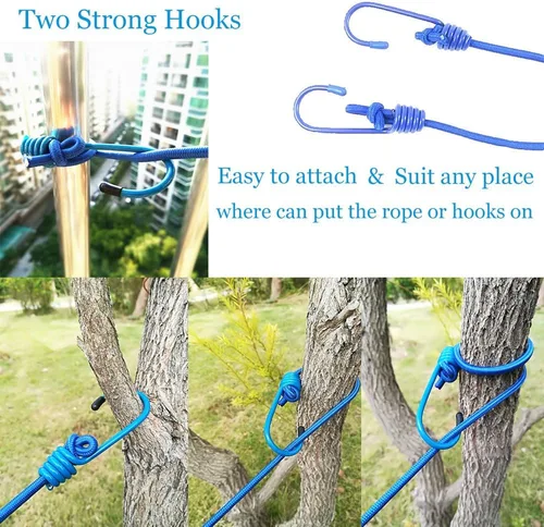 Miniatura 6 de Tendedero elástico ajustable con clips y bolas de posicionamiento, portátil, retráctil, resistente al viento, cuerda para colgar la ropa sucia