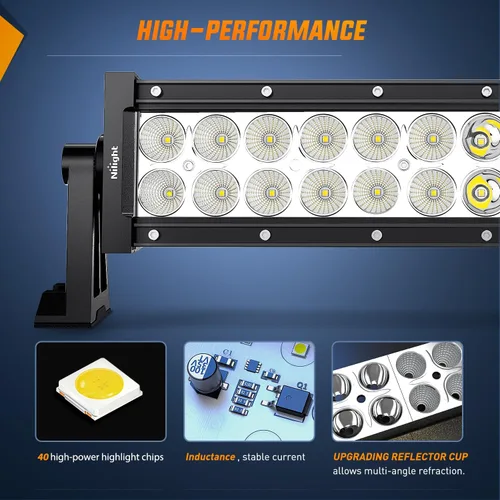 Miniatura 3 de Nilight - Barra de luz LED curva de 42 pulgadas/240 W/12 V, haz focalizado/de inundación todoterreno, interruptor encendido/apagado de 5 pines, kit