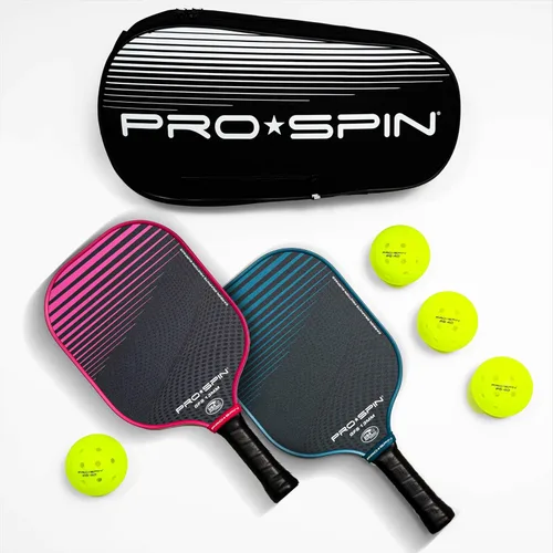 Miniatura 8 de PRO-SPIN Paletas de pickleball de fibra de carbono, juego de 2 con bolas para interiores y exteriores, bolsa o 1 paquete con cubierta, regalo