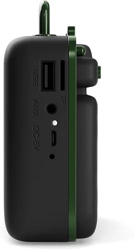 Miniatura 2 de Retrobox Mini de Dolphin, altavoz Bluetooth portátil para lugar de trabajo con MP3, radio FM, AUX, batería duradera y duradera (verde militar)