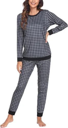 Miniatura 4 de Ekouaer Conjunto de ropa interior térmica de maternidad y lactancia, conjunto de pantalones largos de punto a rayas, capa base superior e inferior