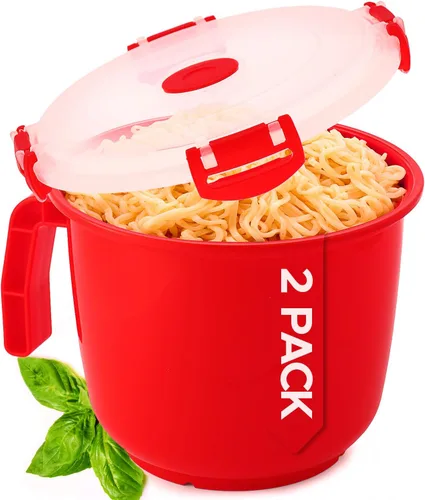 Tafura Tazón para microondas con tapa, cuencos de sopa aptos para microondas de 34 onzas con tapa, tazón de fideos ramen con asa, cuencos de