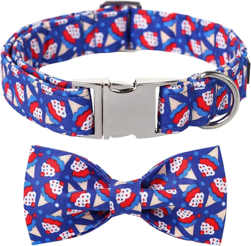 Miniatura 19 de Lionet Paws Collar de primavera para perro con lazo marinero, suave, cómodo, ajustable, lindo collar de margaritas para perros grandes, cuello de 16