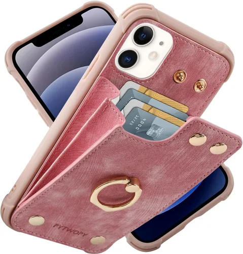 Miniatura 20 de Funda tipo cartera compatible con iPhone XR/10R con tarjetero de crédito, funda protectora de cuero a prueba de golpes compatible con anillo
