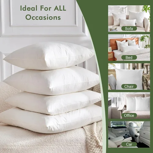 Miniatura 4 de TOPGREEN Rellenos de Almohada de Plumas y Plumón 12 x 12 pulgadas, Juego de 2, Funda de Algodón 100% Orgánico, Almohadas Decorativas Cuadradas