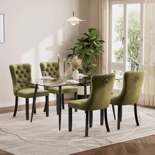 Miniatura 107 de Baysitone Juego de mesa de comedor de vidrio de 51 pulgadas para 4, juego de 5 piezas moderno de comedor, mesa de cocina rectangular de vidrio con 4