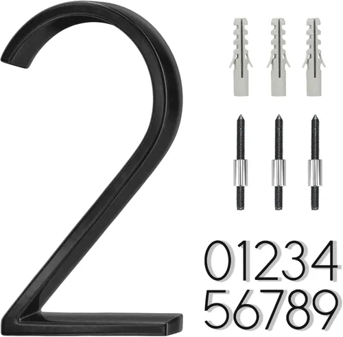 Miniatura 29 de Número flotante de casa de acero inoxidable de 5 pulgadas, números de casa modernos de metal, número de decoración de buzón con kit de clavos, negro