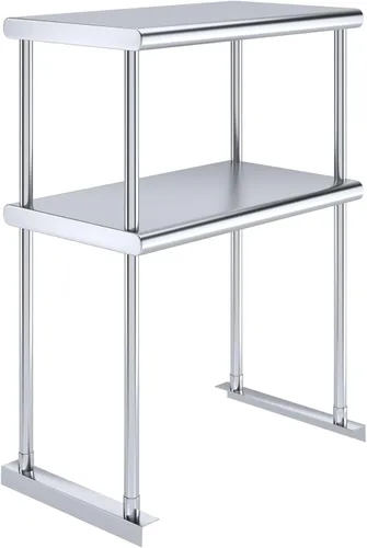 Miniatura 19 de Estante doble de acero inoxidable resistente con certificación NSF de calibre 18 con soportes para cocinas, cuartos de servicio, almacenamiento