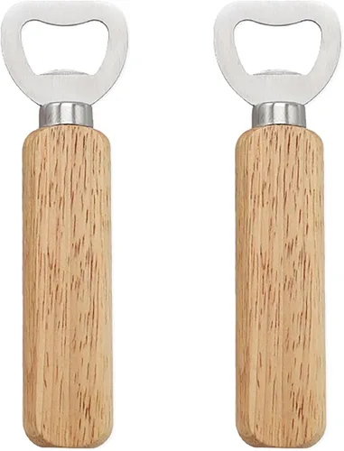 2 abrebotellas con mango de madera, abrebotellas de aleación de 5.5 pulgadas se utilizan para fiestas, vida diaria, viajes y buenos regalos para
