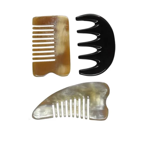 Cuerno de buey amarillo, raspado de belleza, peine de masaje de cuero cabelludo Gua Sha, tablero raspador para eliminación de pintura, masaje de