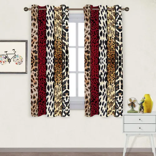Miniatura 13 de Cortina opaca con estampado de animales salvajes, para oscurecer la habitación, con aislamiento térmico, con ojales para sala, comedor, dormitorio