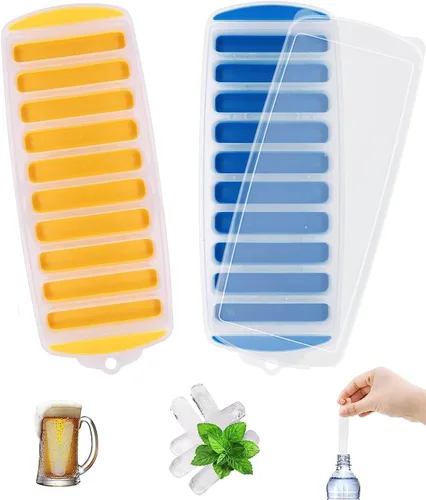 Bandejas para cubitos de hielo, 2 moldes para cubitos de hielo con tapa extraíble antiderrames, silicona de fácil liberación y 28 bandejas de hielo