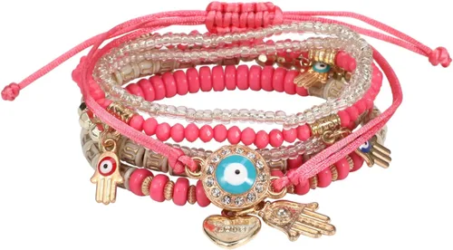 Miniatura 9 de Budsmile Pulseras bohemias de cuentas elásticas para mujeres y niñas, juego de pulseras apilables en múltiples capas, dijes multicolor hechos a