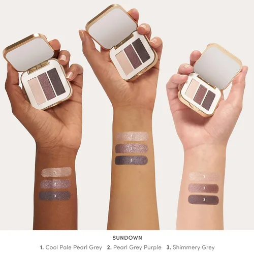 Miniatura 4 de Sombra de ojos PurePressed triple de jane iredale, color mineral altamente pigmentado, fórmula de larga duración y resistente a arrugas, segura