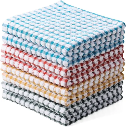Oeleky Paños de cocina 100% algodón para lavar platos, trapos de cocina de 12 x 12 pulgadas, paños de cocina absorbentes, paquete de 8, paños de